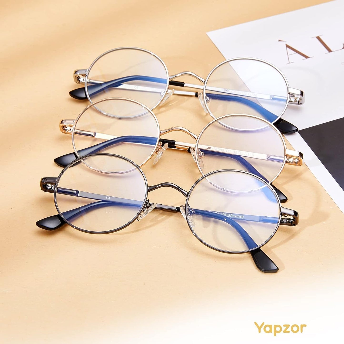 Blue Light Blocking Glasses for Women Men Metal Frame round anti Blue Light Computer Gaming Glasses Non-Prescription