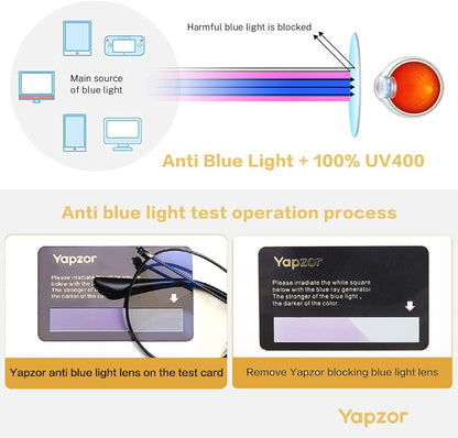 Blue Light Blocking Glasses for Women Men Metal Frame round anti Blue Light Computer Gaming Glasses Non-Prescription