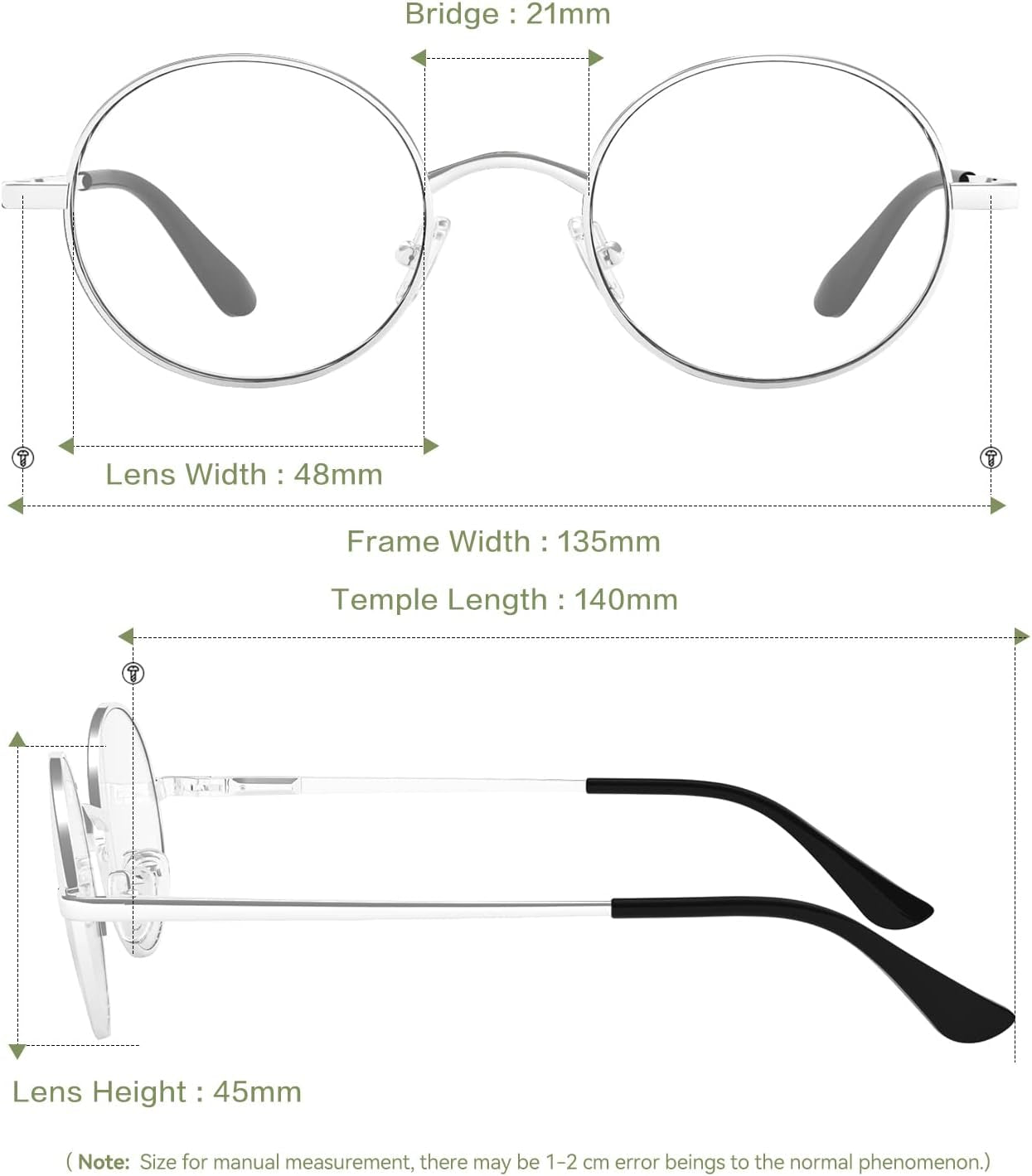 Blue Light Blocking Glasses for Women Men Metal Frame round anti Blue Light Computer Gaming Glasses Non-Prescription