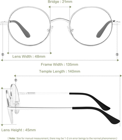 Blue Light Blocking Glasses for Women Men Metal Frame round anti Blue Light Computer Gaming Glasses Non-Prescription