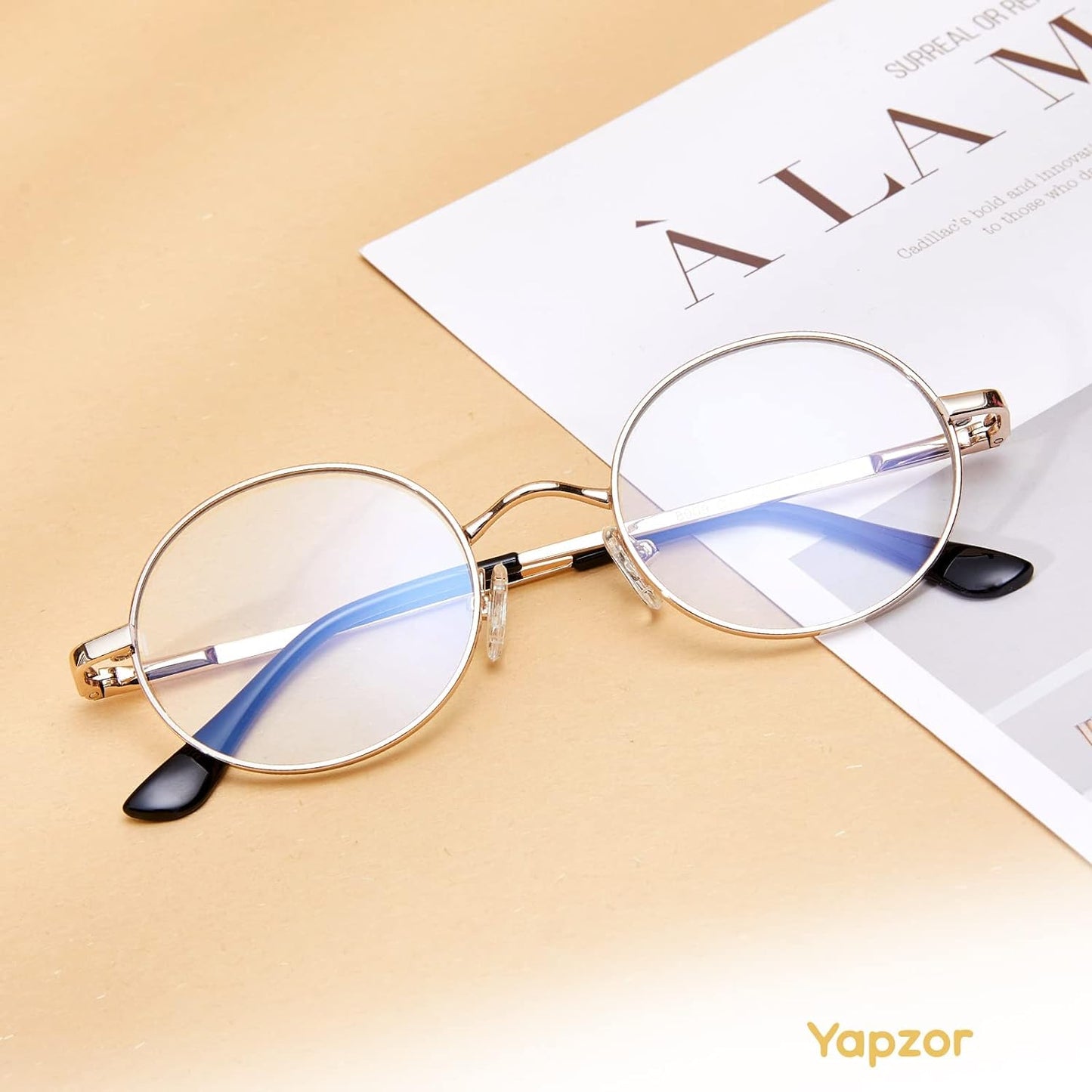 Blue Light Blocking Glasses for Women Men Metal Frame round anti Blue Light Computer Gaming Glasses Non-Prescription