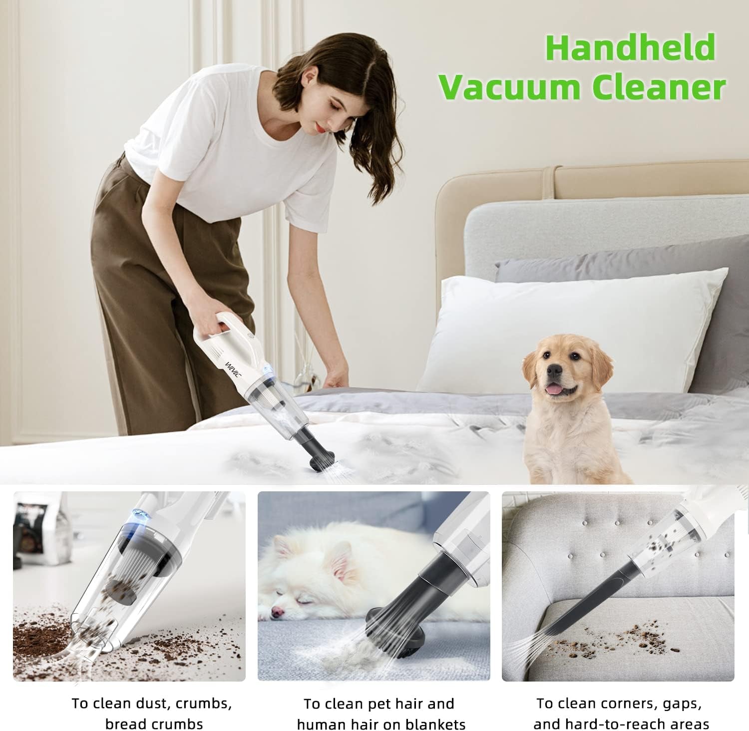 Handheld Vacuum Cordless Rechargeable 9000PA Portable Handheld Vacuum Cleaner for Car Vacuum Cordless Rechargeable Powerful Cyclonic Suction Car Vacuum Cleaner Pet Pair Home 小卖清货，大卖请放过