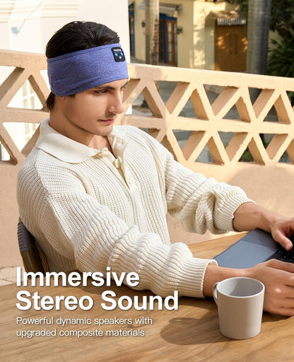 Sleep Headphones Wireless, Bluetooth Sports Headband Headphones with Ultra-Thin HD Stereo Speakers Perfect for Sleeping,Workout,Jogging,Yoga,Insomnia, Air Travel, Meditation (Skyblue)