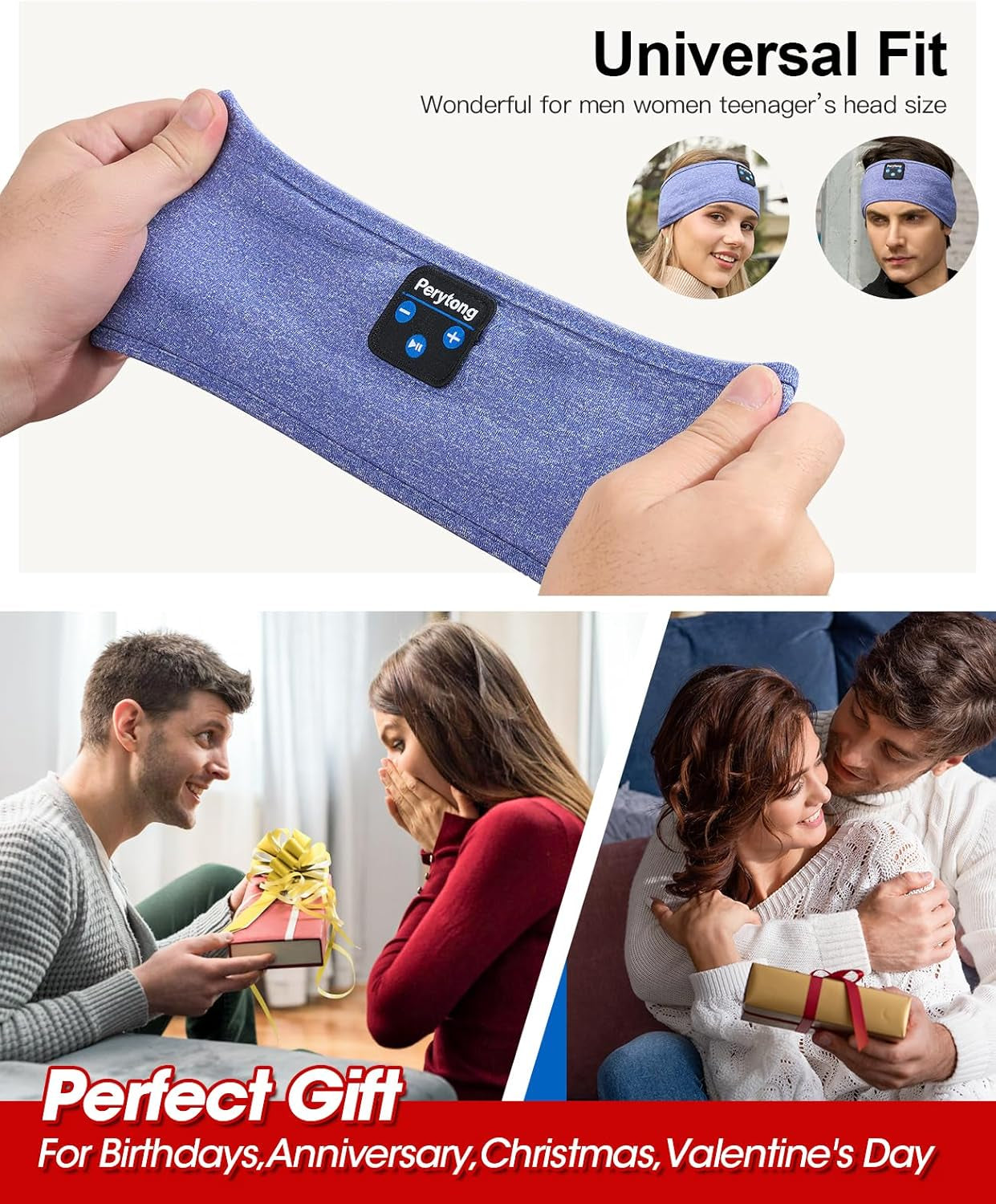 Sleep Headphones Wireless, Bluetooth Sports Headband Headphones with Ultra-Thin HD Stereo Speakers Perfect for Sleeping,Workout,Jogging,Yoga,Insomnia, Air Travel, Meditation (Skyblue)